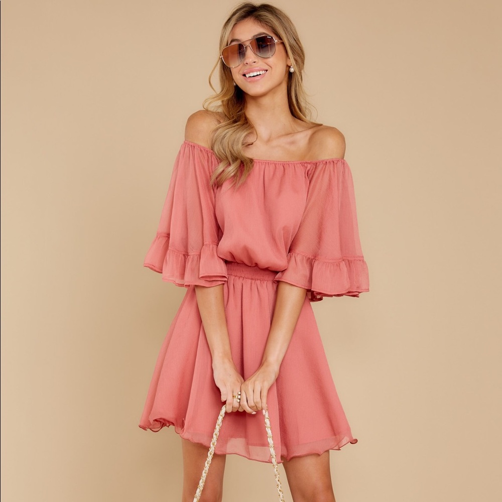 Endless Rose mauve pink off the shoulder dress